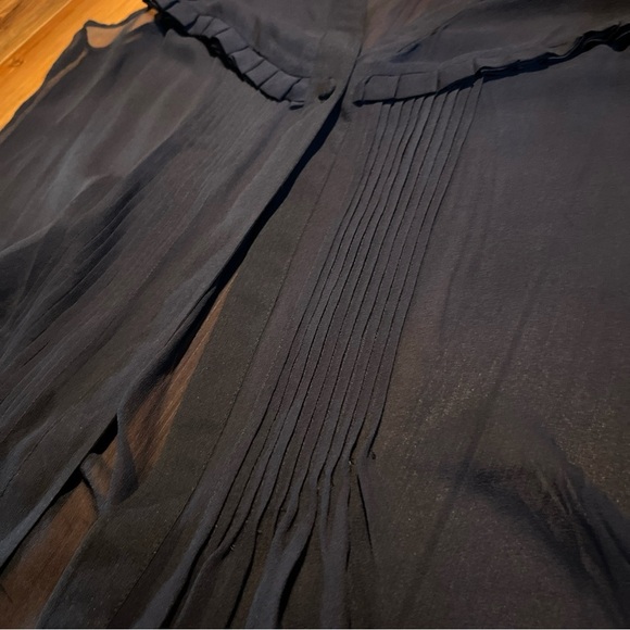 Paper Crane Polyester Tank & Olivia Moon Sheer Silk Sleeveless Blouse - Navy- L - Picture 7 of 13